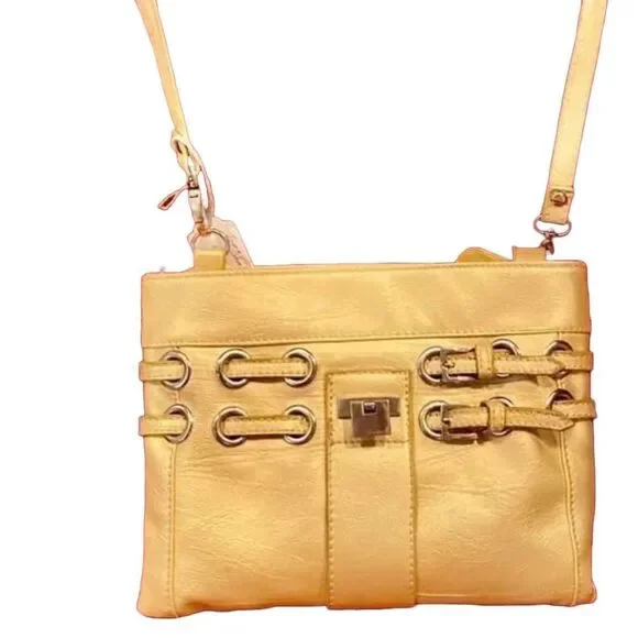 Authentic JC Jimmy Choo Gold/Yellow mini Crossbody shoulder bag - Picture 1 of 5